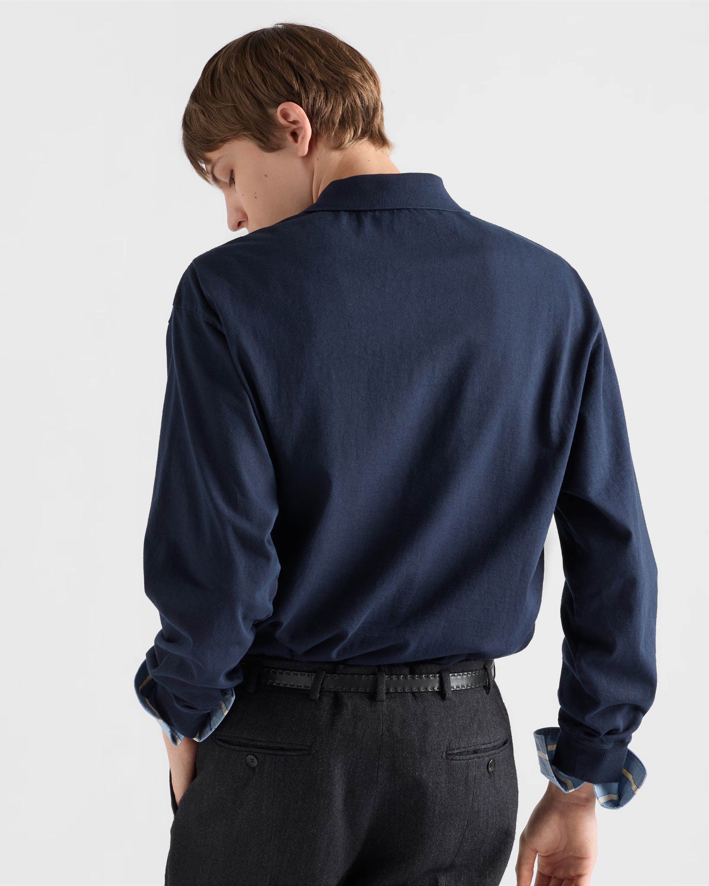 Long-sleeved cotton polo shirt