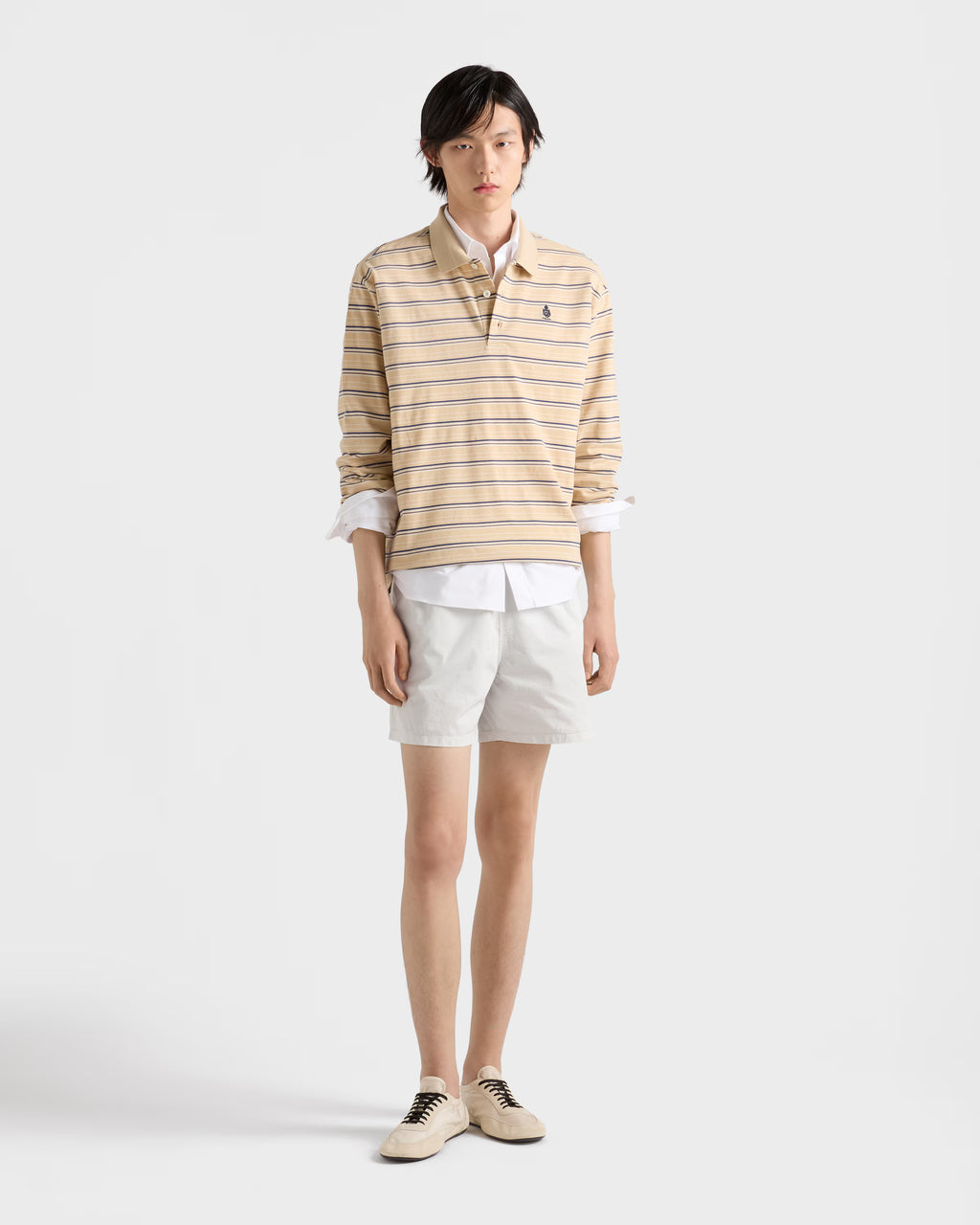 Striped cotton piqué polo shirt