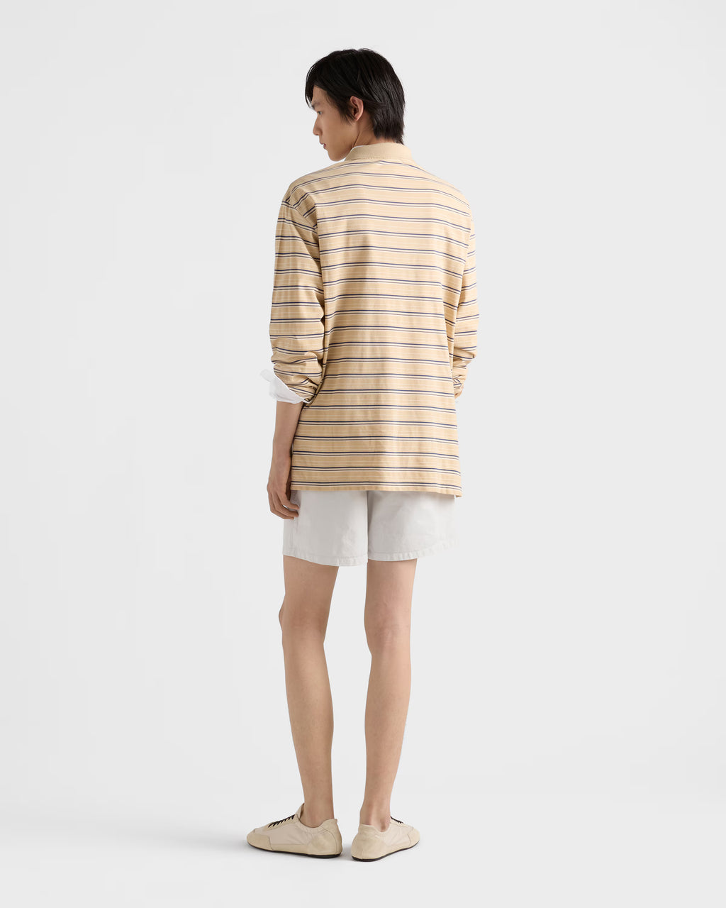 Striped cotton piqué polo shirt