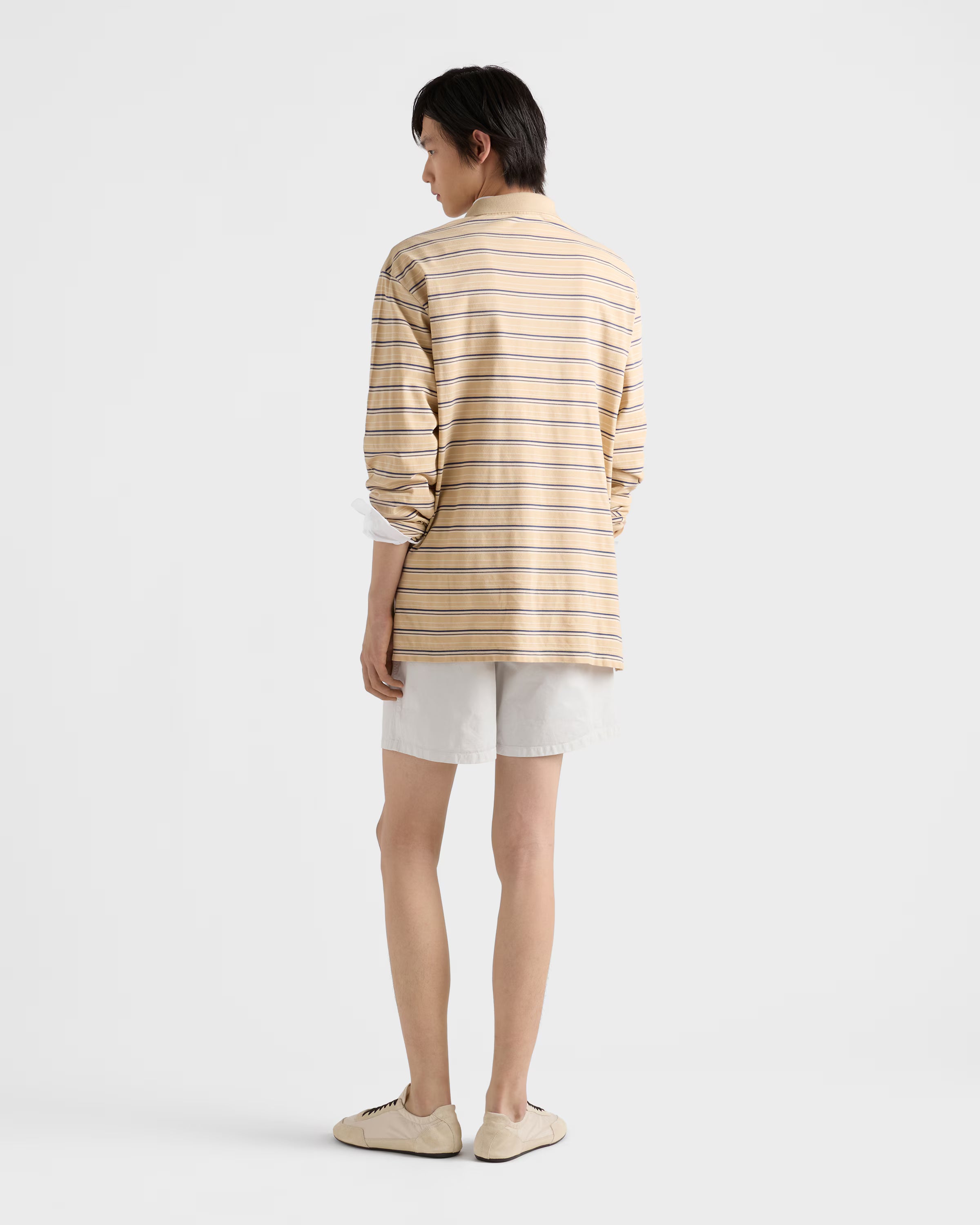 Striped cotton piqué polo shirt