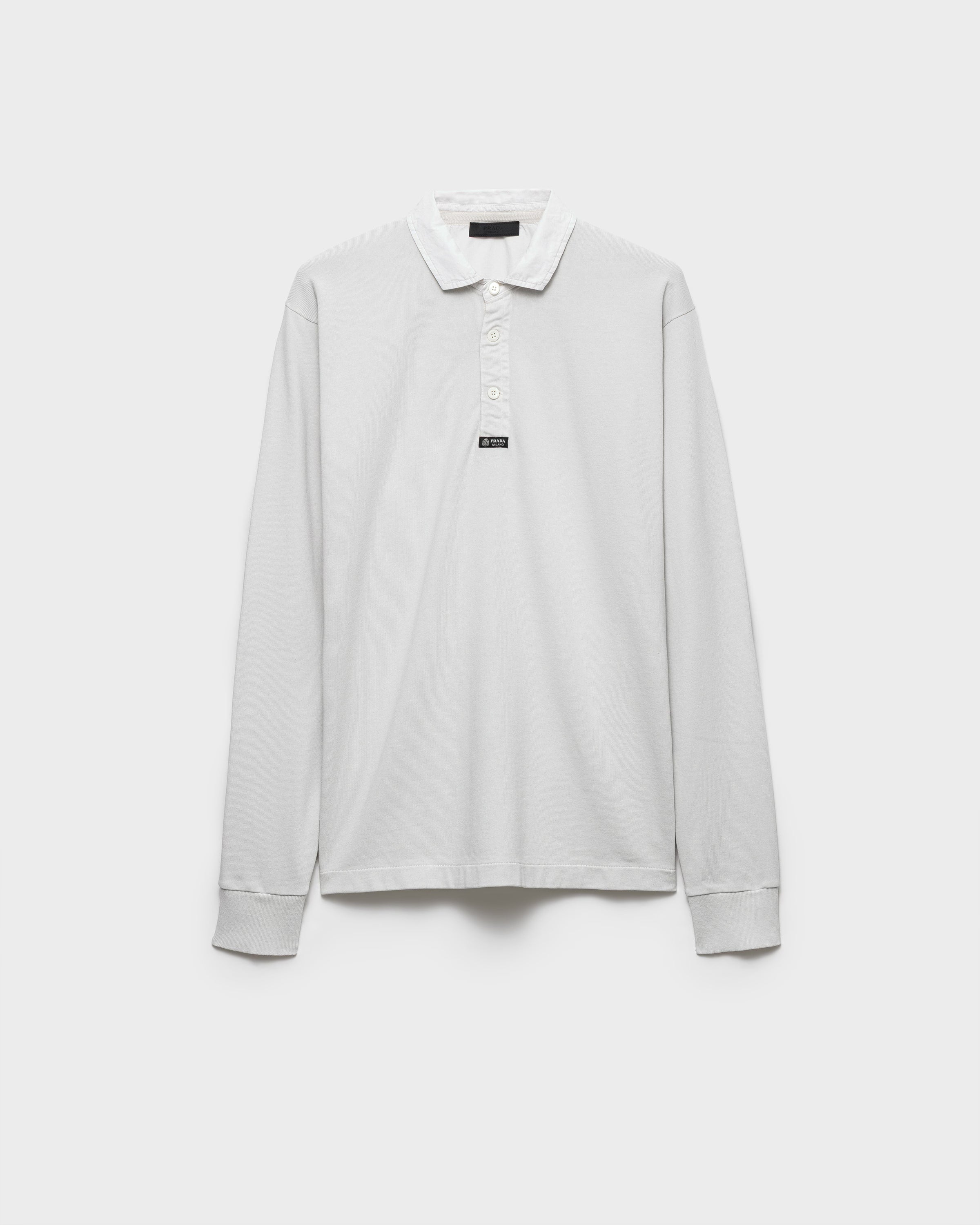 Long-sleeved cotton polo shirt