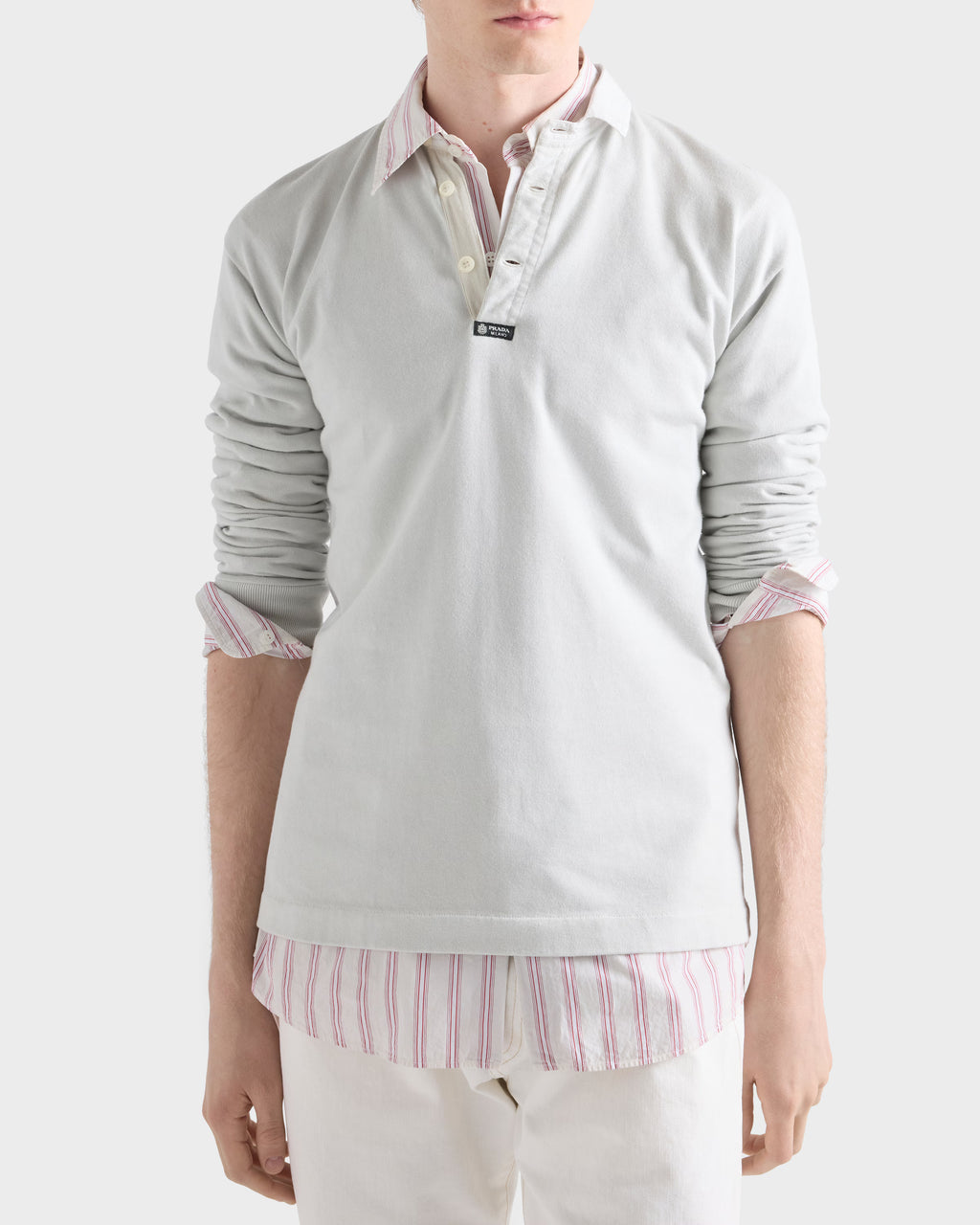 Long-sleeved cotton polo shirt