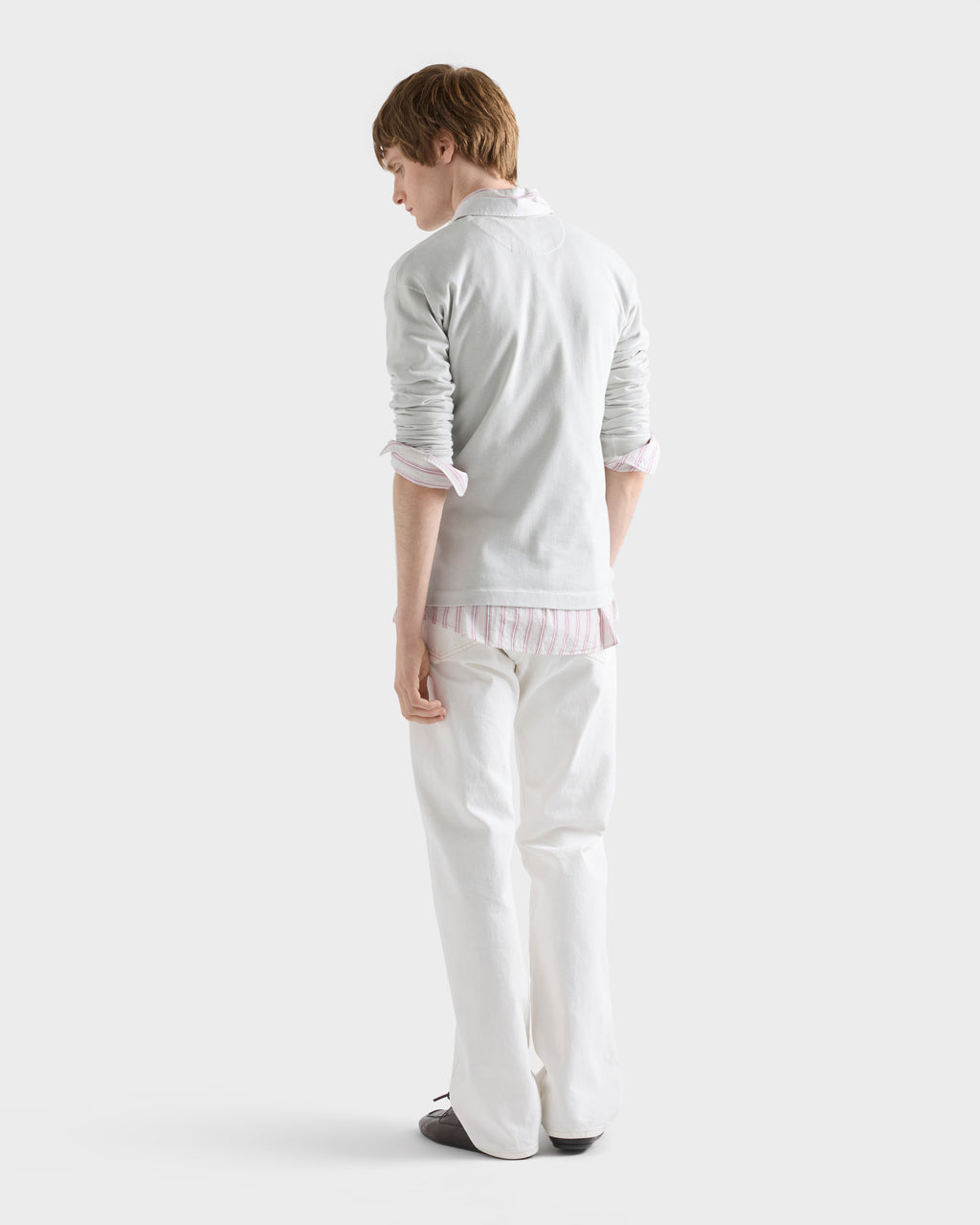 Long-sleeved cotton polo shirt