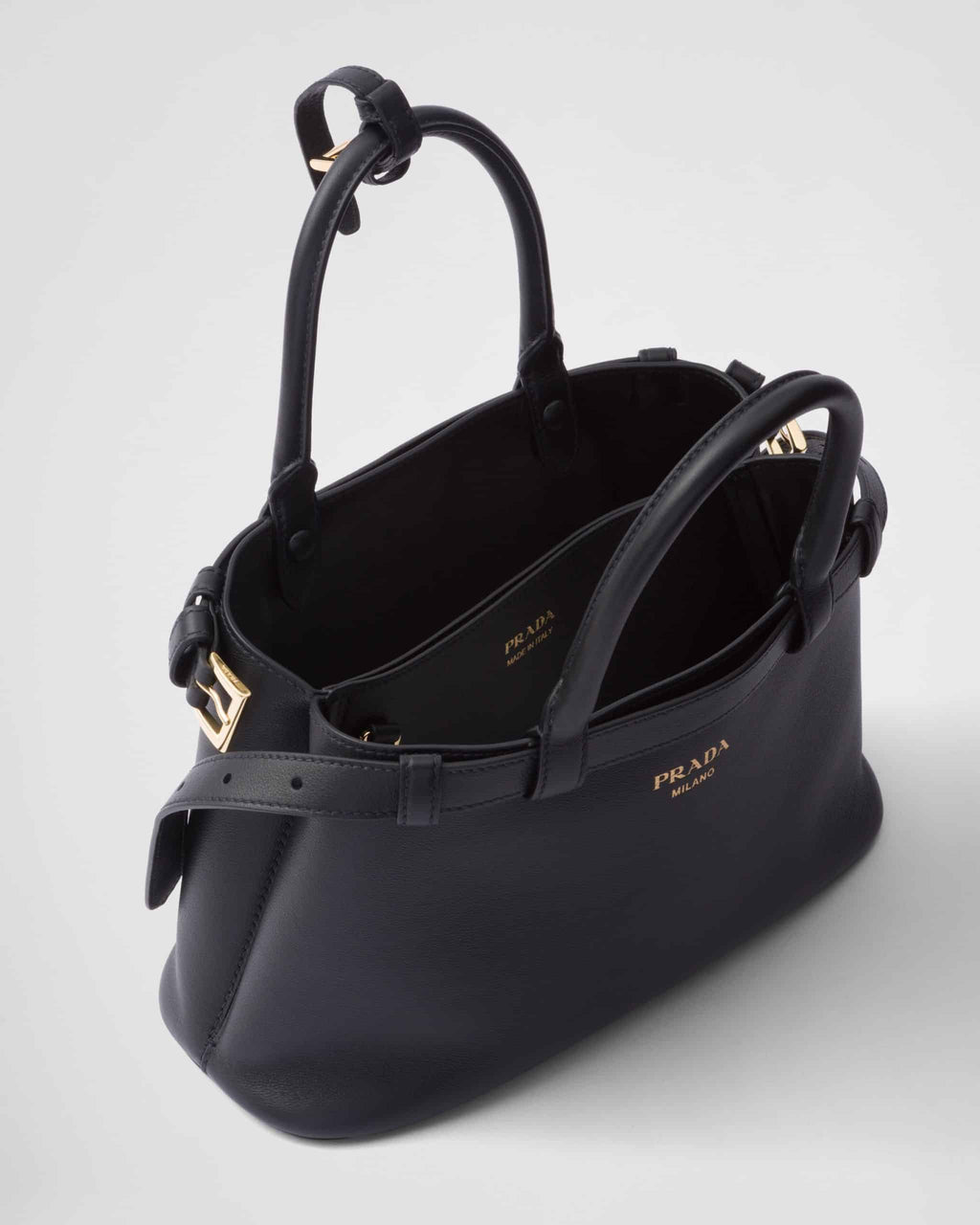 Prada Buckle small leather handbag with double belt