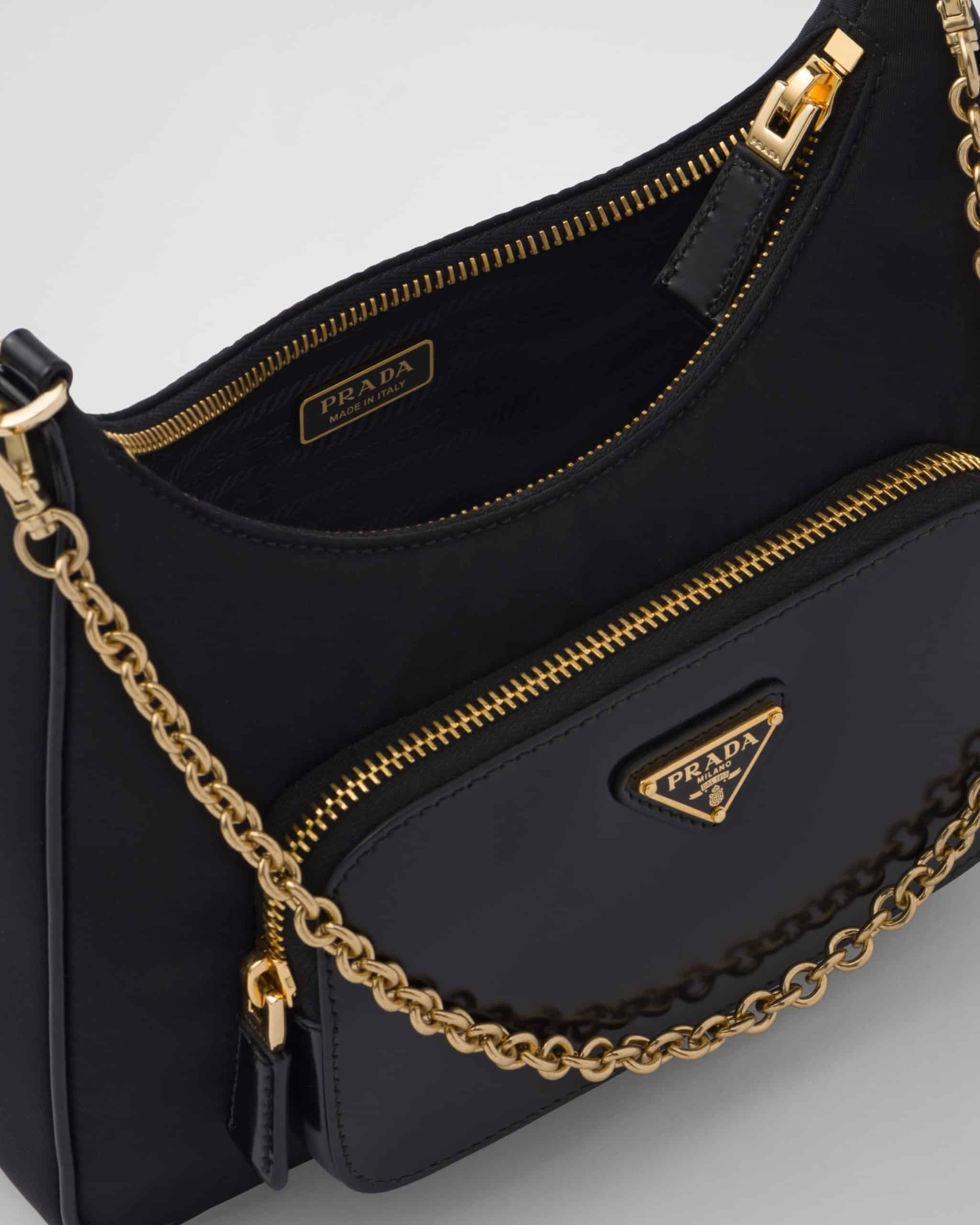 Re-Nylon and brushed leather mini-bag