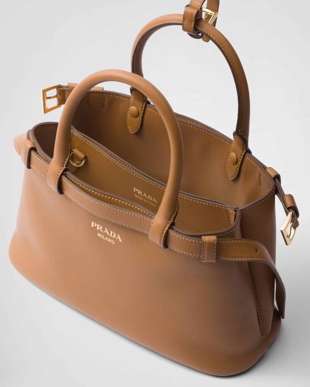 Prada Buckle small leather handbag with double belt