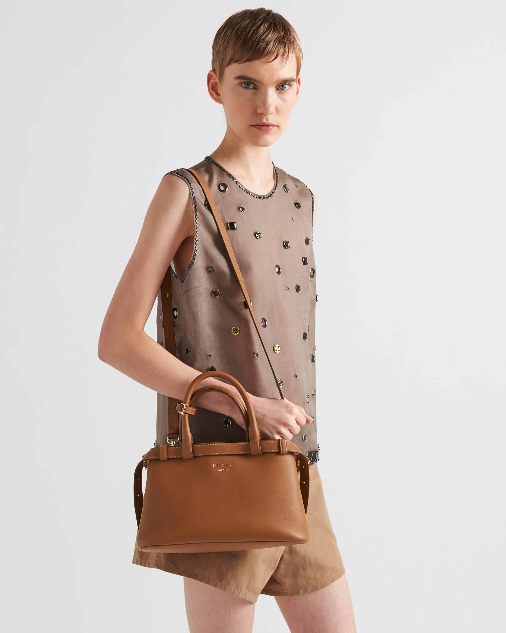 Prada Buckle small leather handbag with double belt
