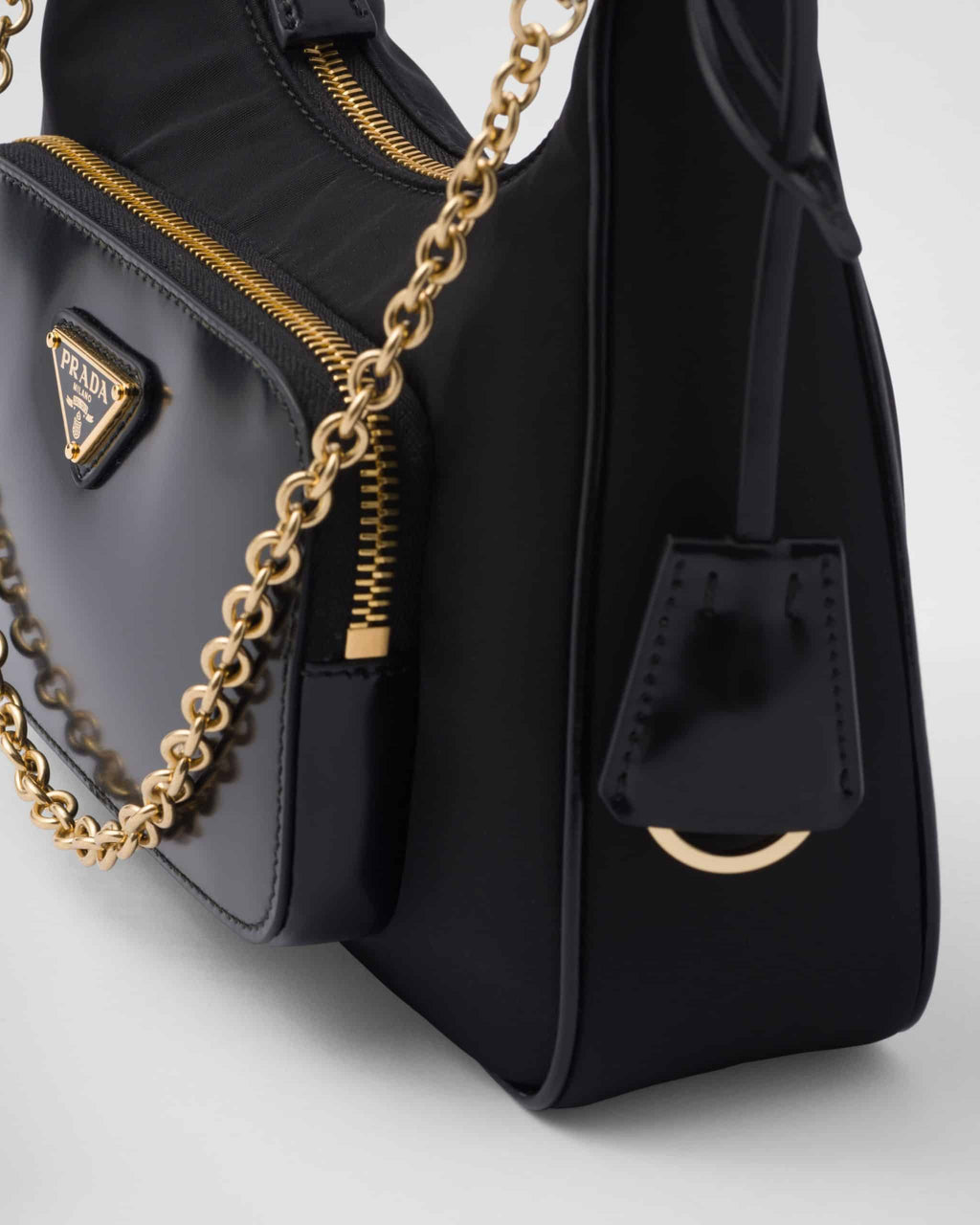 Re-Nylon and brushed leather mini-bag