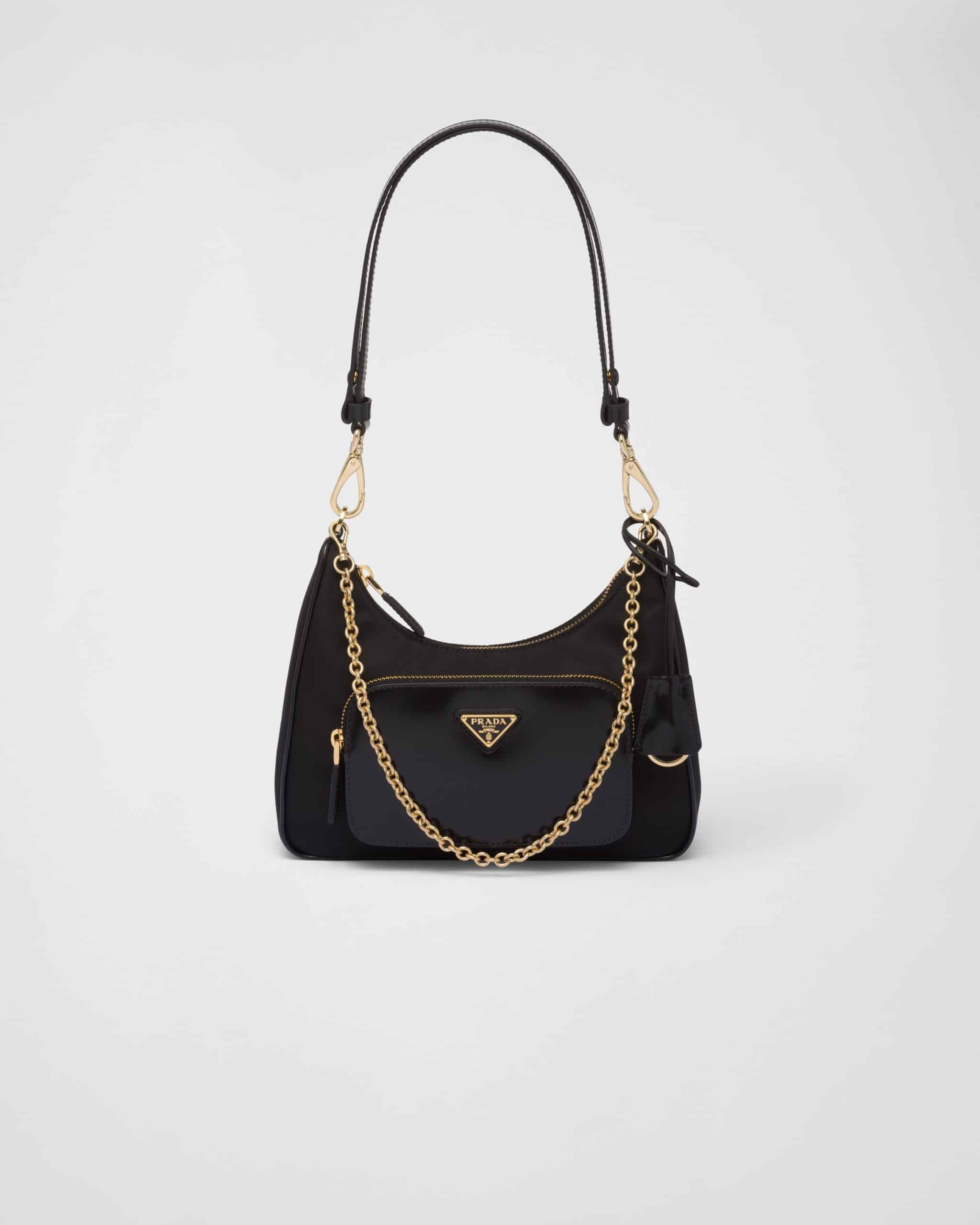 Re-Nylon and brushed leather mini-bag