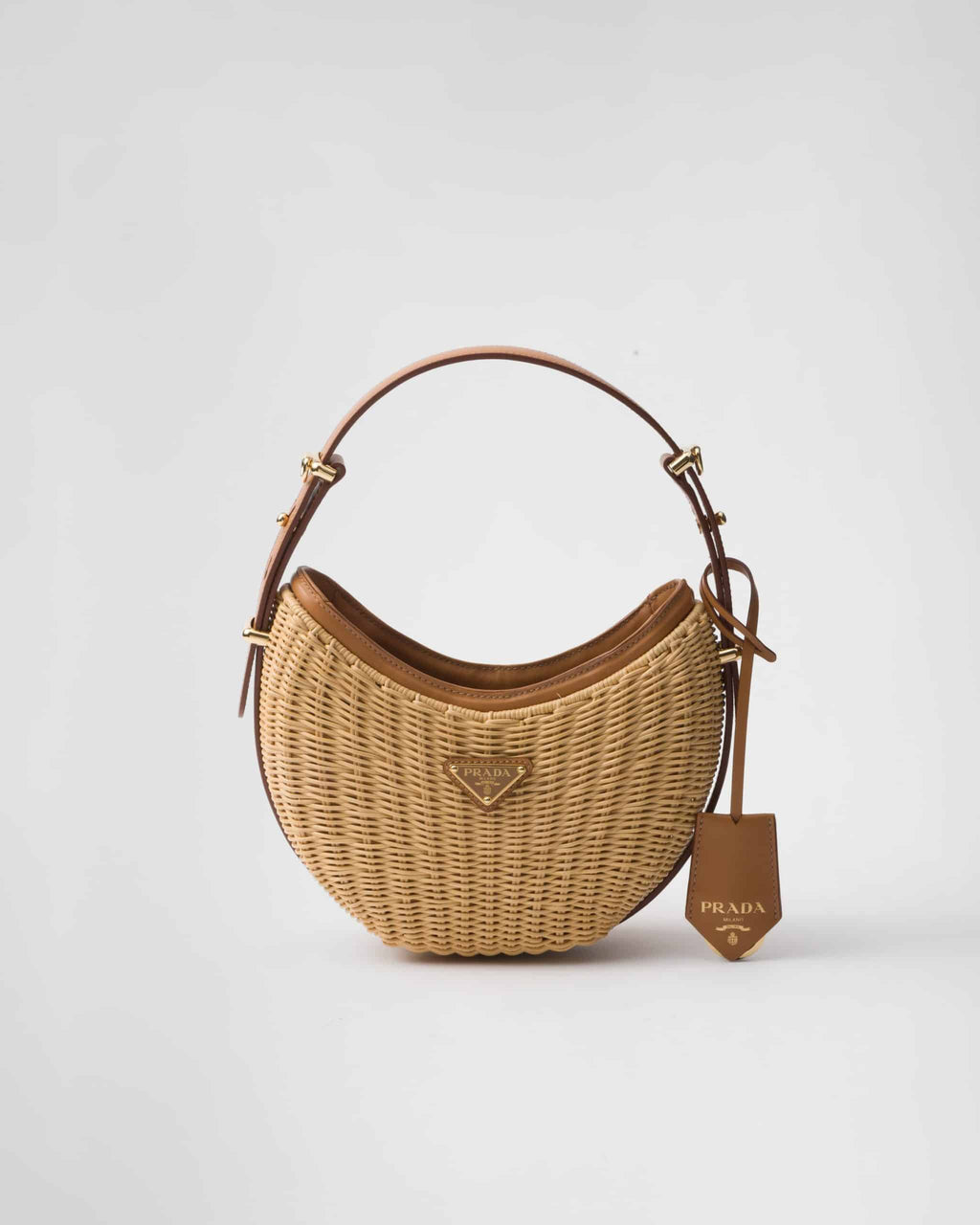 Wicker and leather Prada Arqué bag