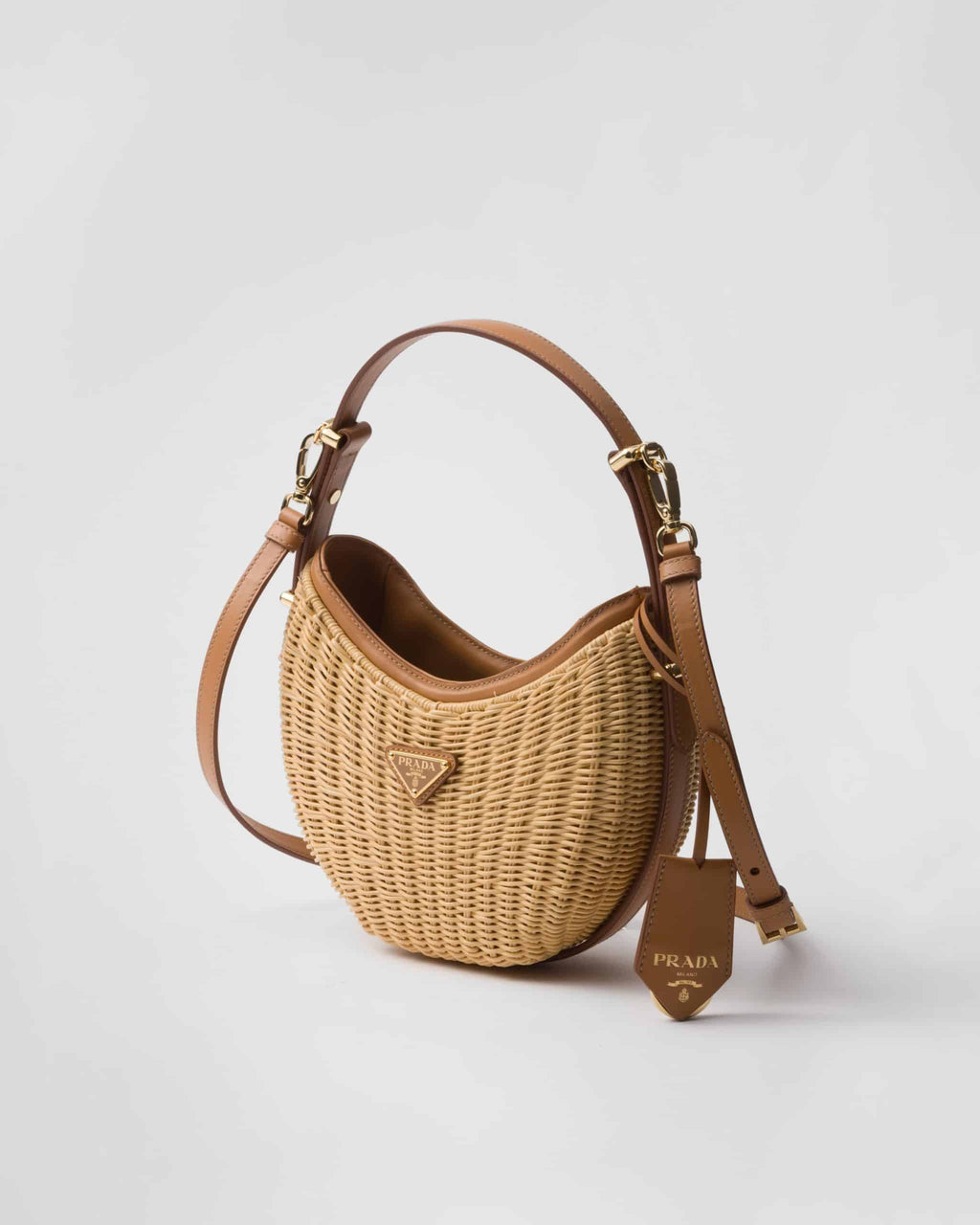 Wicker and leather Prada Arqué bag