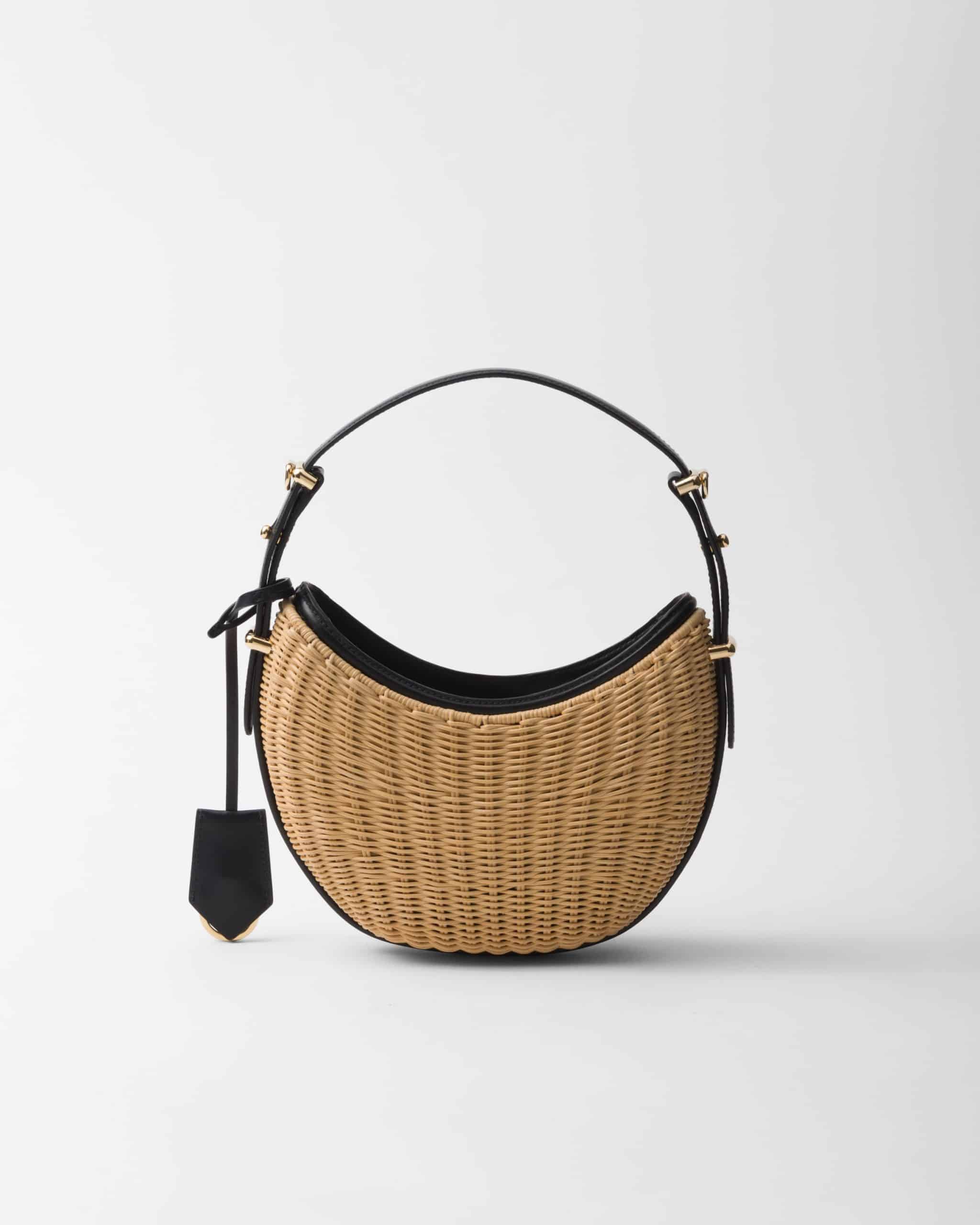 Wicker and leather Prada Arqué bag