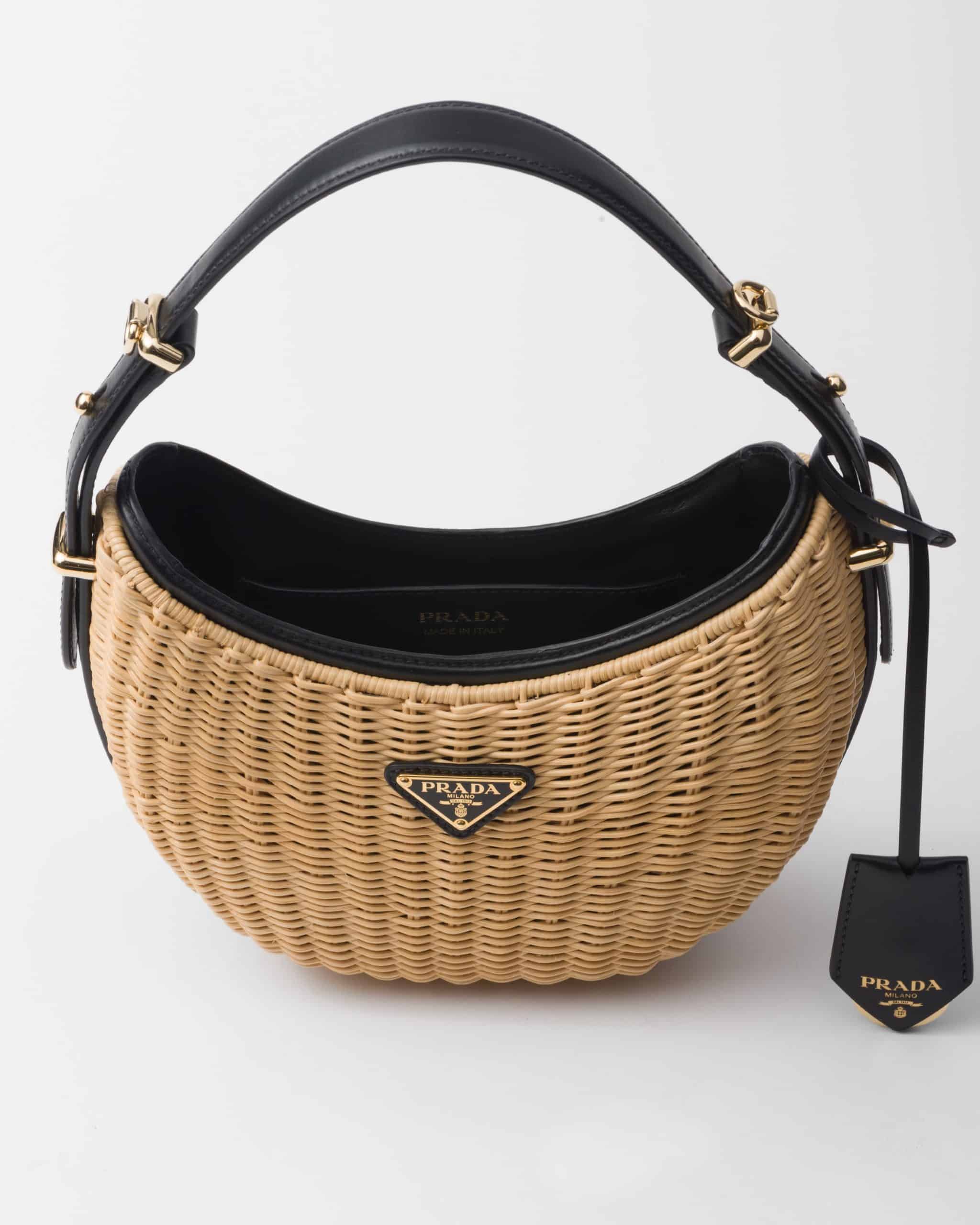 Wicker and leather Prada Arqué bag