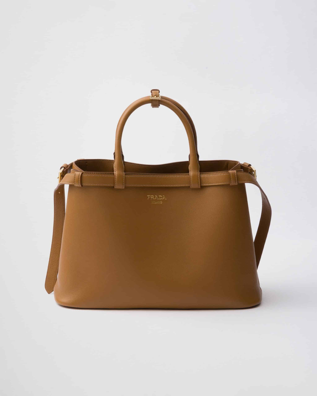 Prada Buckle medium leather handbag with double belt