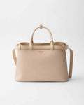 Prada Buckle medium leather handbag with double belt