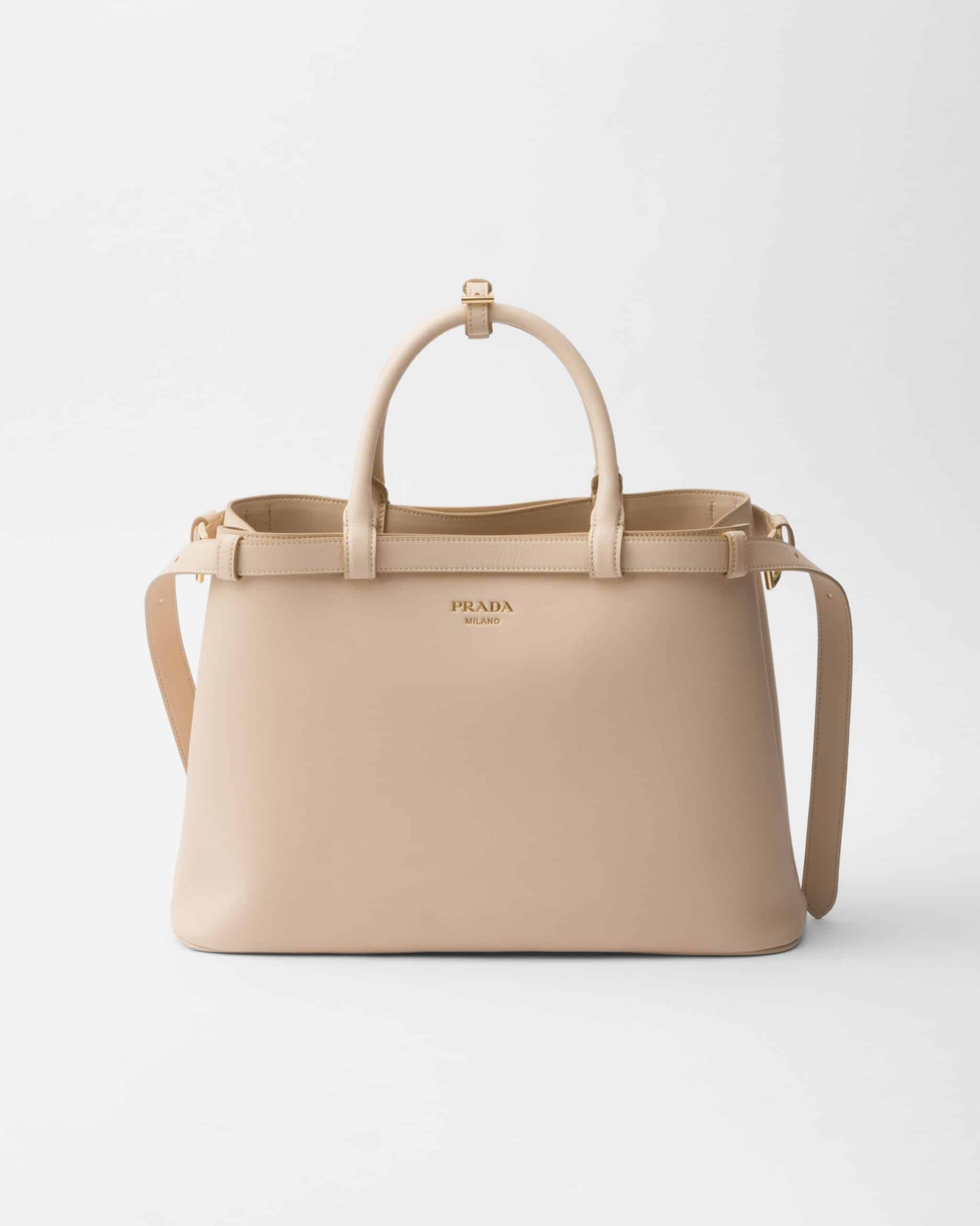 Prada Buckle medium leather handbag with double belt
