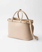 Prada Buckle medium leather handbag with double belt