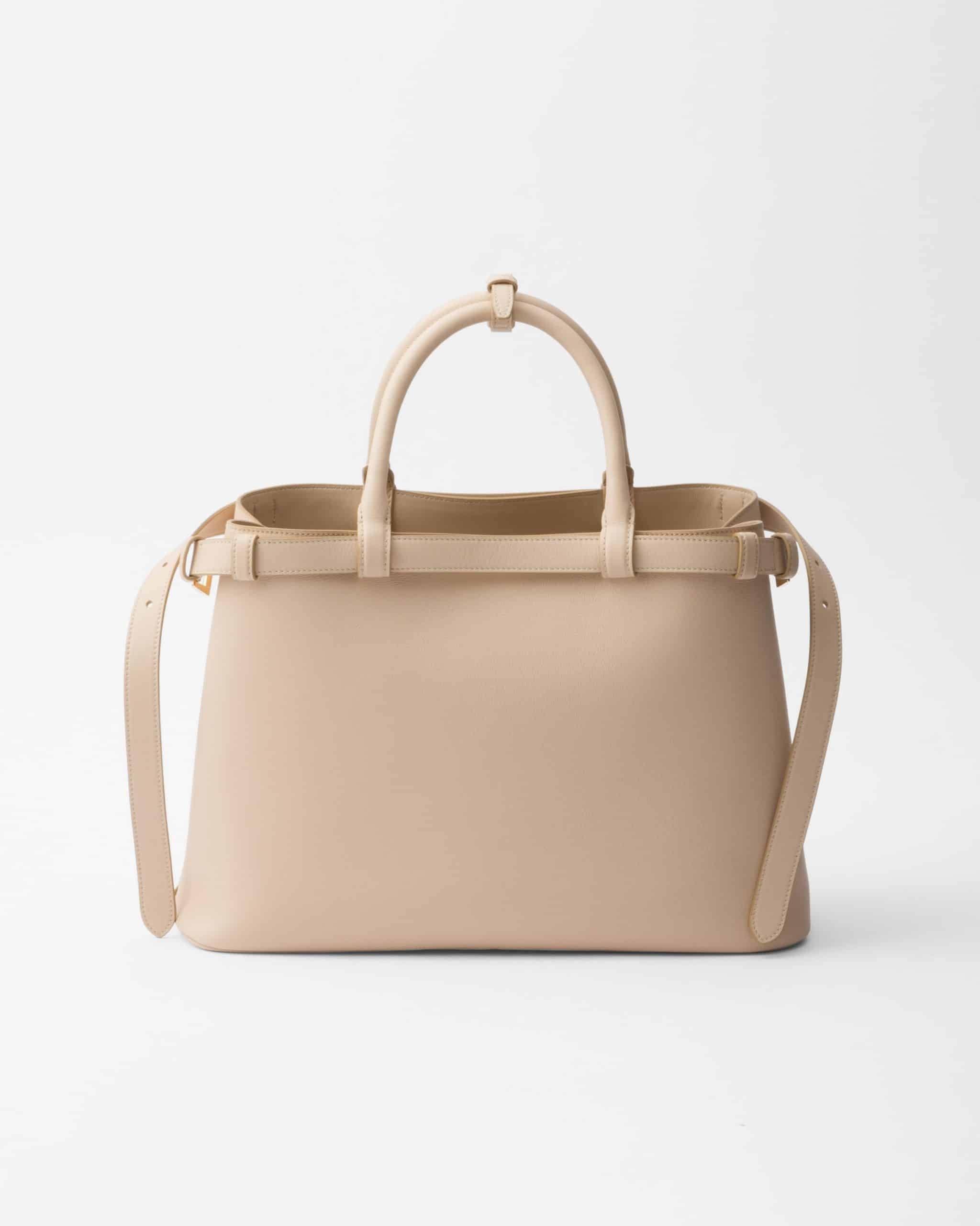 Prada Buckle medium leather handbag with double belt