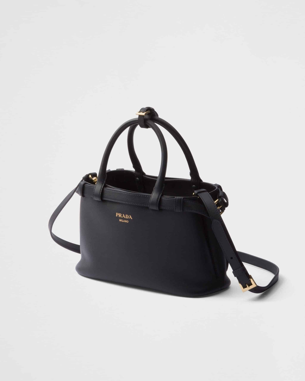 Prada Buckle small leather handbag with double belt