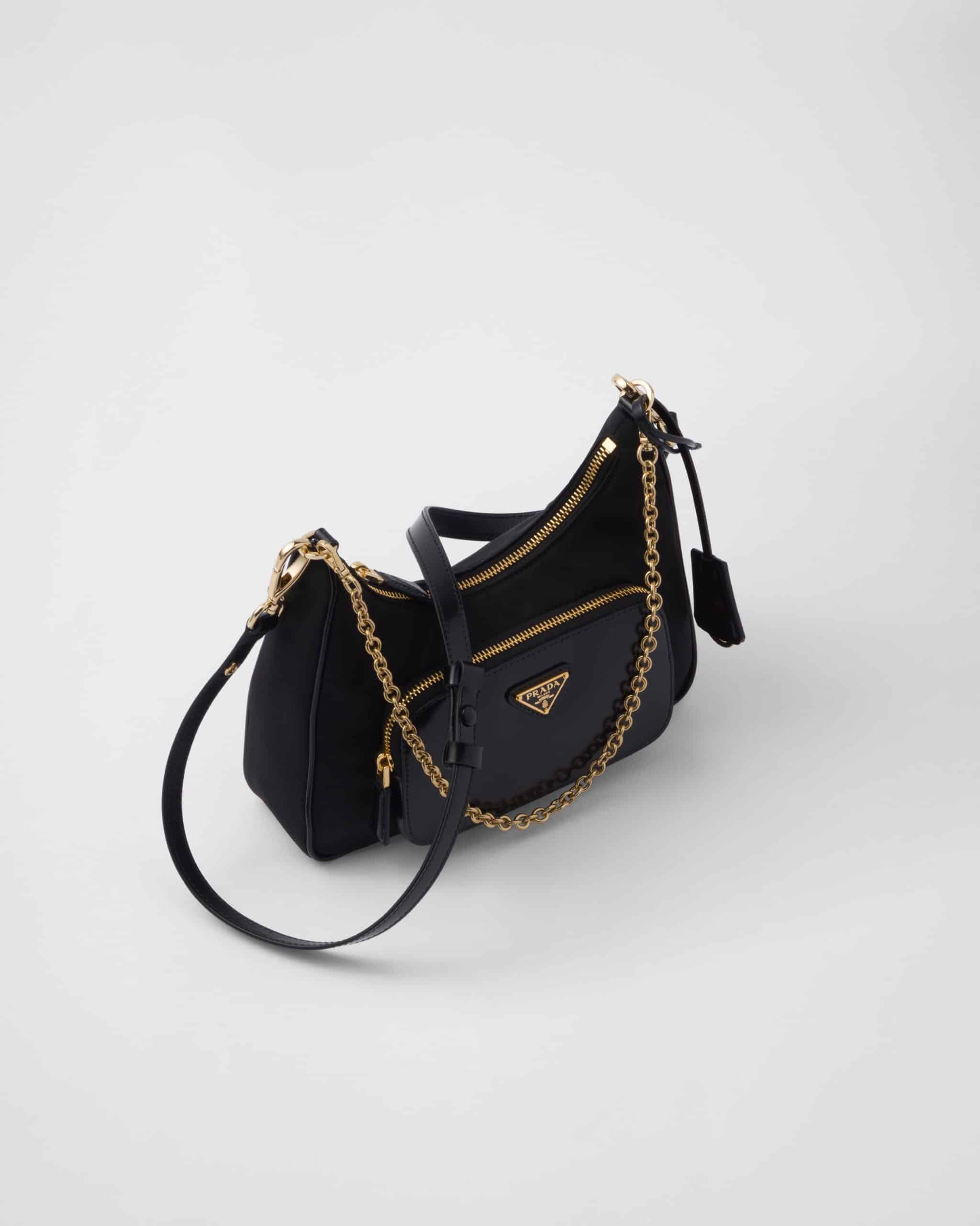 Re-Nylon and brushed leather mini-bag
