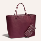 Goyard Anjou GM bag featuring a reversible leather and Goyardine canvas design, spacious interior, and ergonomic handles for all-day comfort.