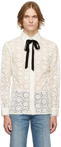 GUCCI Off-White Floral Macrame Shirt
