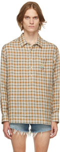 GUCCI Beige Linen Embroidered Shirt