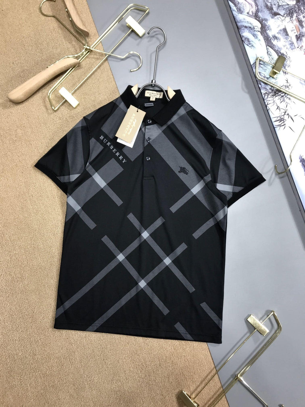 Business Lapel Cotton Polo Shirt Black