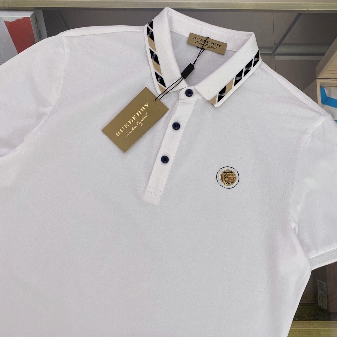 Logo Cotton Lapel Polo Shirt White