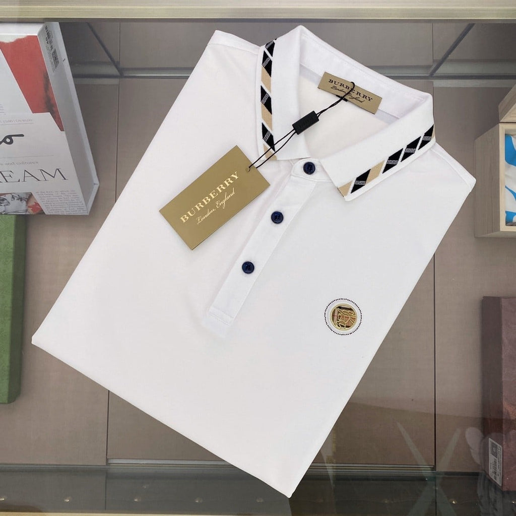 Logo Cotton Lapel Polo Shirt White