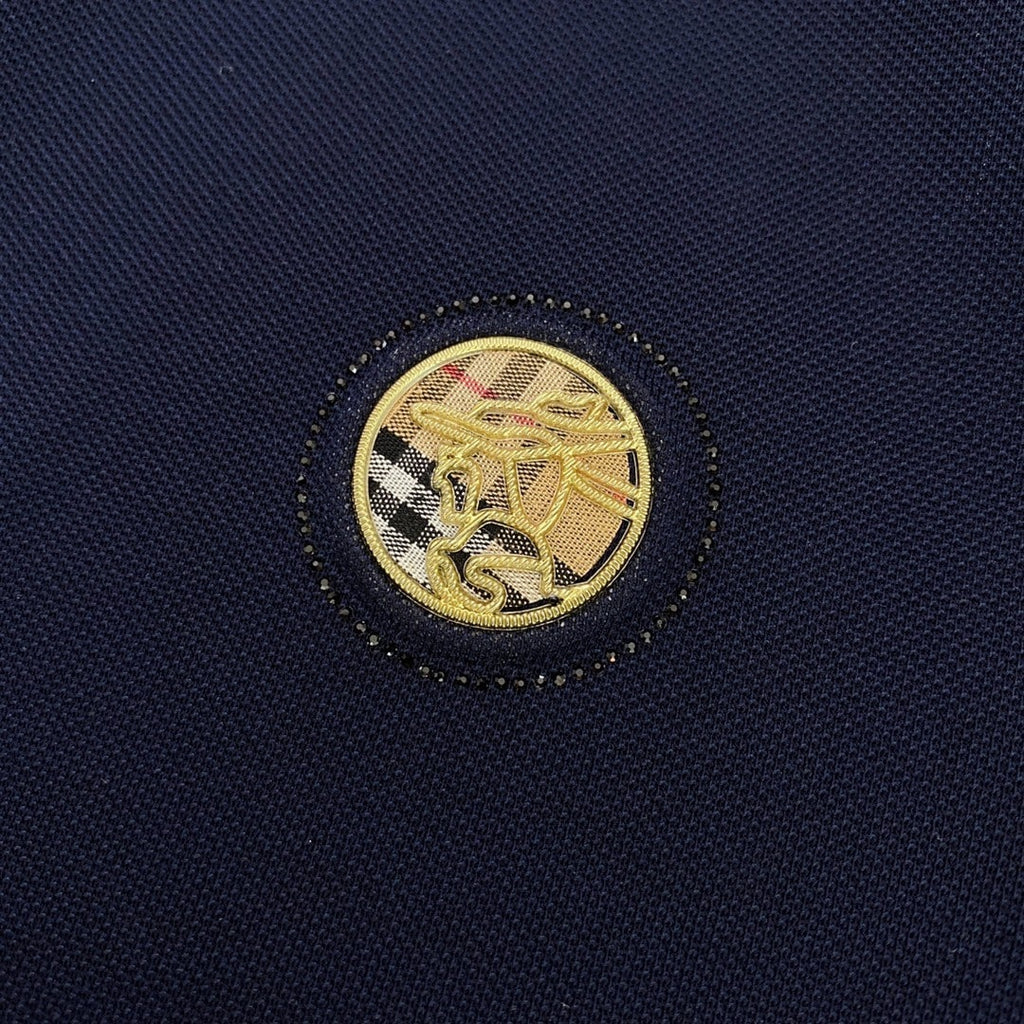Logo Cotton Lapel Polo Shirt Blue