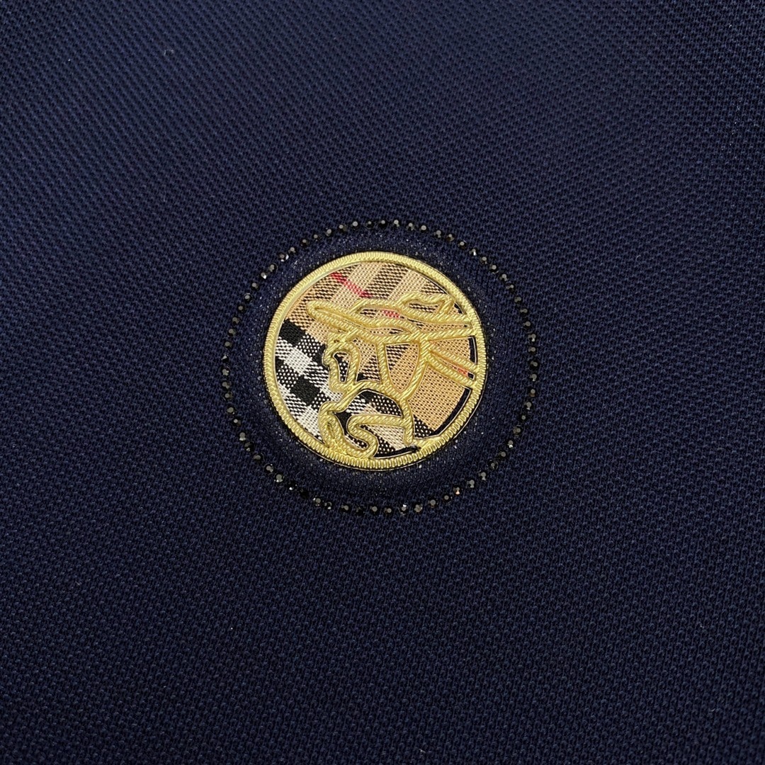Logo Cotton Lapel Polo Shirt Blue
