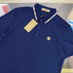 Logo Cotton Lapel Polo Shirt Blue