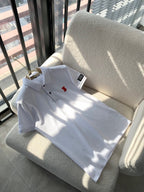 Logo Badge Cotton Polo Shirt White