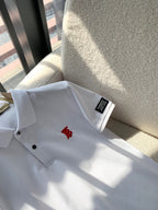 Logo Badge Cotton Polo Shirt White