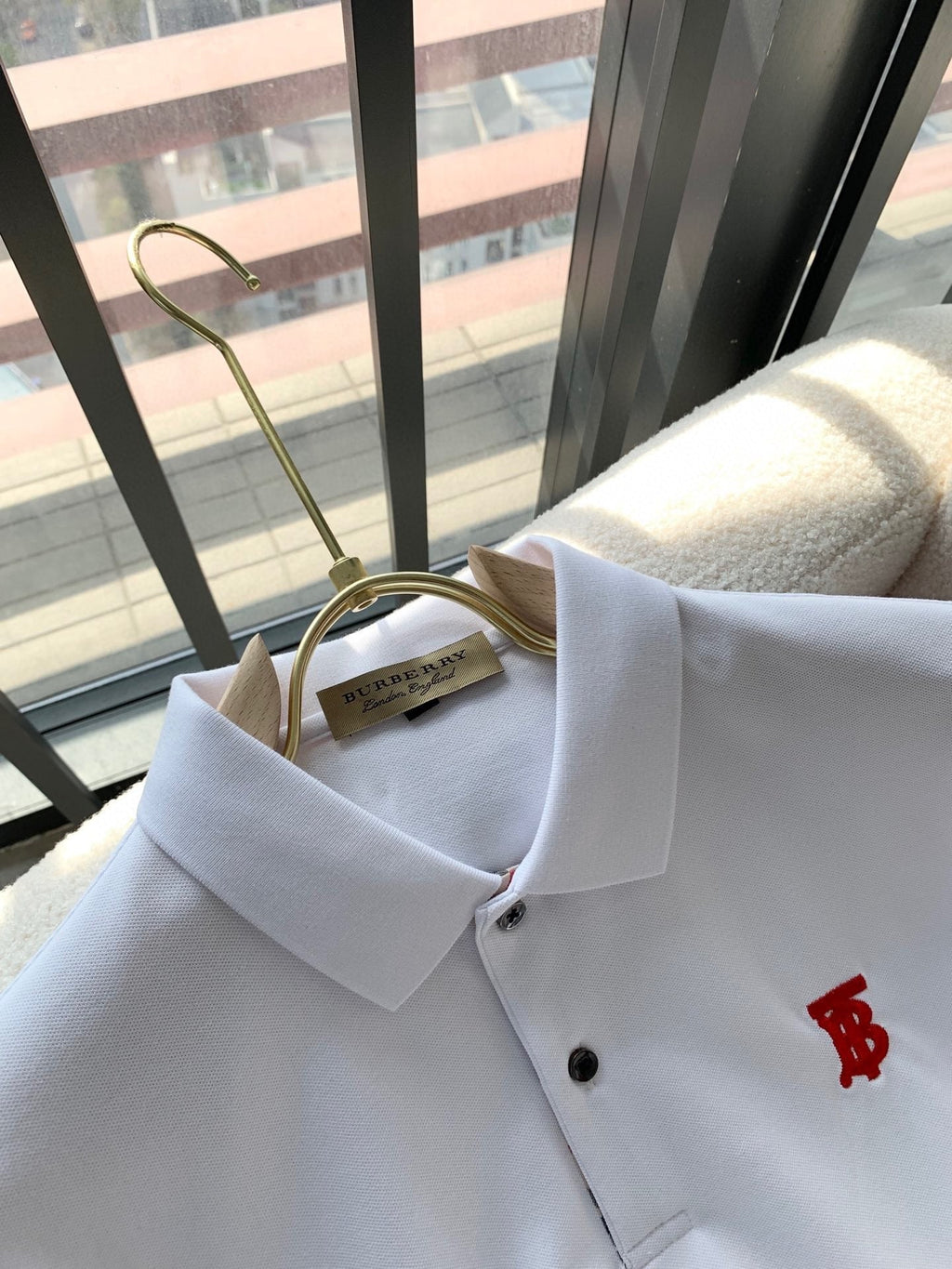 Logo Badge Cotton Polo Shirt White