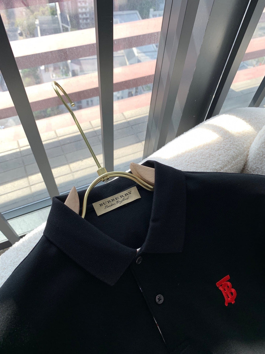 Logo Badge Cotton Polo Shirt Black