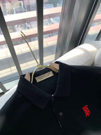Logo Badge Cotton Polo Shirt Black