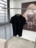 Logo Badge Cotton Polo Shirt Black