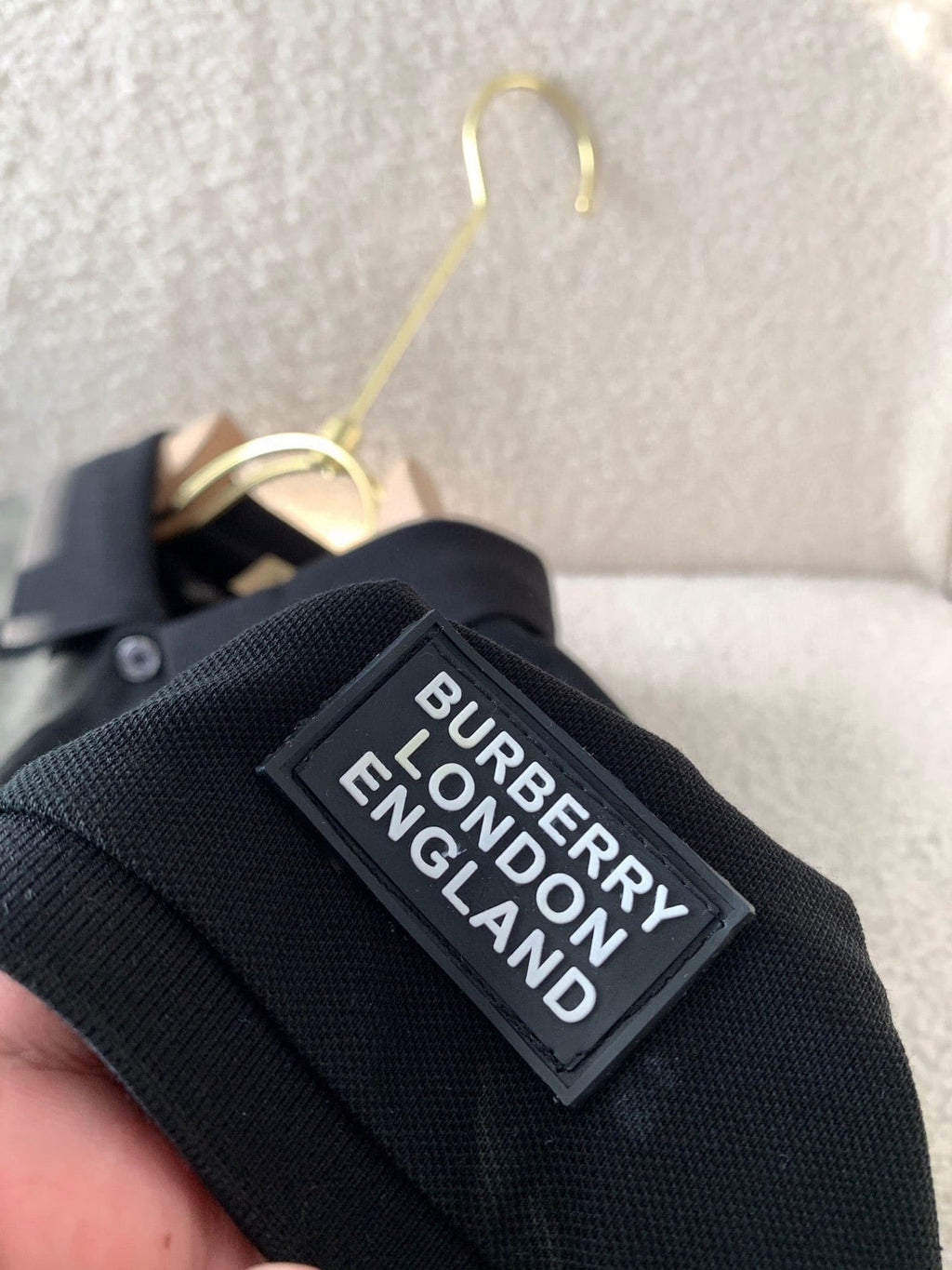 Logo Badge Cotton Polo Shirt Black