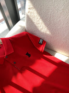 Logo Badge Cotton Polo Shirt Red