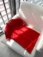Logo Badge Cotton Polo Shirt Red