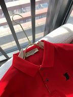 Logo Badge Cotton Polo Shirt Red