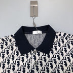 DIOR OBLIQUE POLO SHIRT Beige, Blue and Black Cotton Jacquard