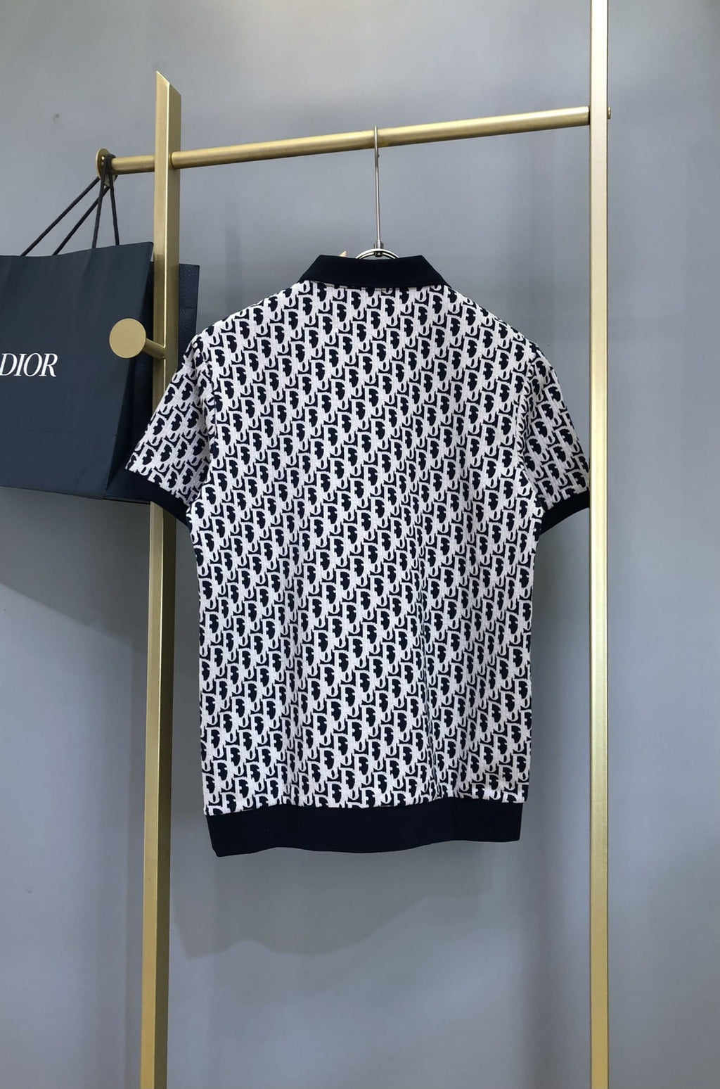 DIOR OBLIQUE POLO SHIRT Beige, Blue and Black Cotton Jacquard