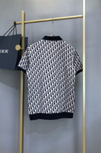 DIOR OBLIQUE POLO SHIRT Beige, Blue and Black Cotton Jacquard