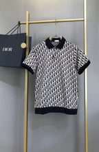 DIOR OBLIQUE POLO SHIRT Beige, Blue and Black Cotton Jacquard