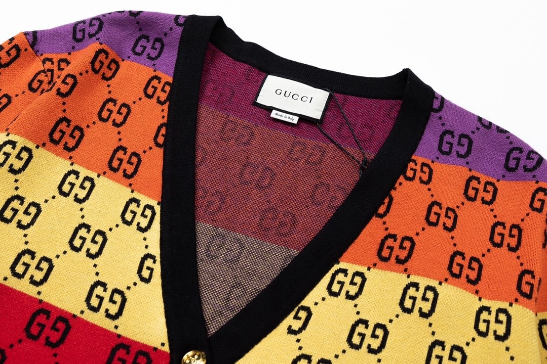 PERFORATED GG COTTON MULTI COLOUR CARDIGAN