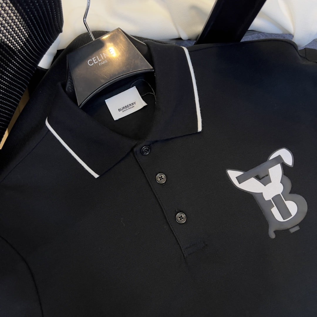 Rabbit Print Cotton Piqué Polo Shirt Black