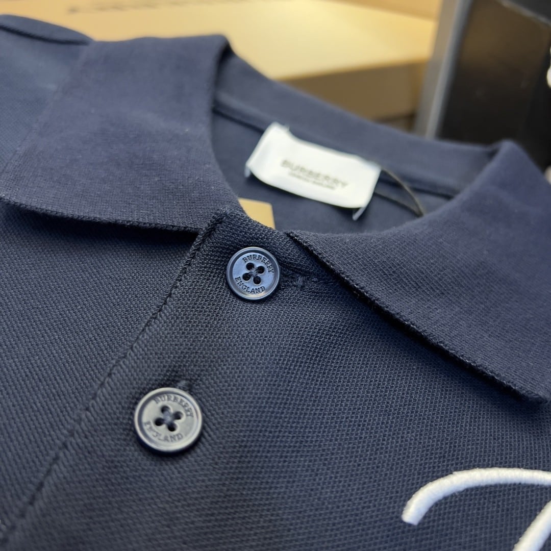 Embroidered Cotton Piqué Polo Shirt Navy Blue